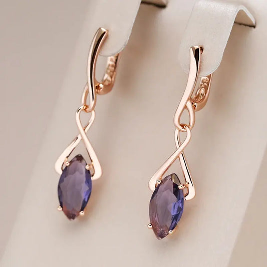 Elegant earrings with purple crystal Unique Joyas