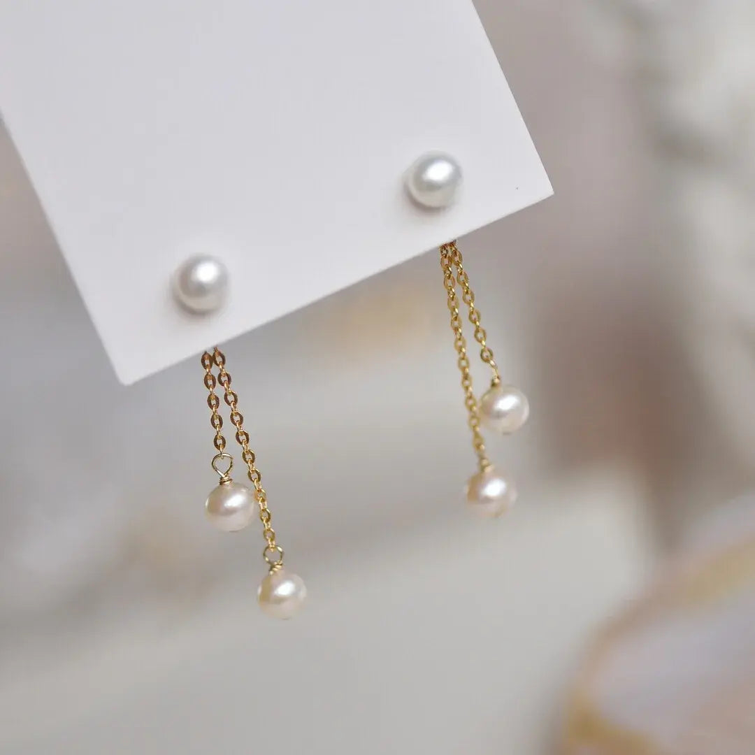 Elegant small dangling pearl earrings Unique Joyas