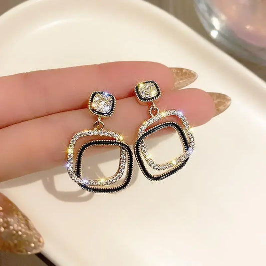 Elegant bright square earrings