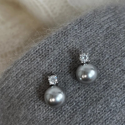 Elegant black pearl zirconia earrings Unique Joyas