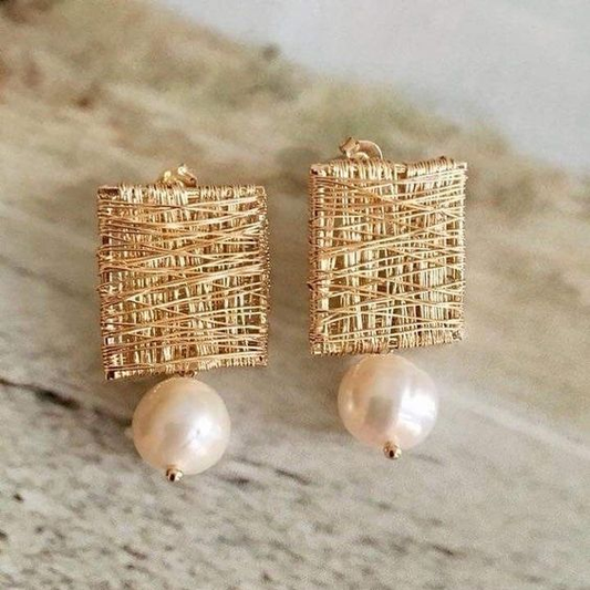 Vintage Golden Threads with Beads Earrings