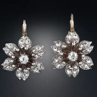 Vintage Crystal Flower Earrings Unique Joyas