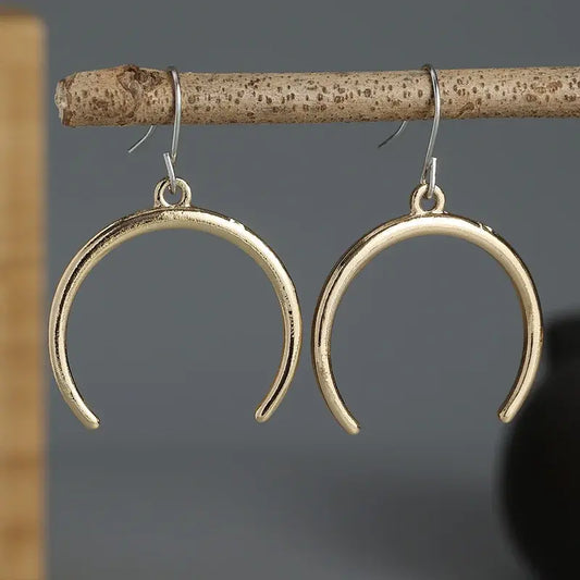 Vintage Half-Moon Earrings in Gold and Silver