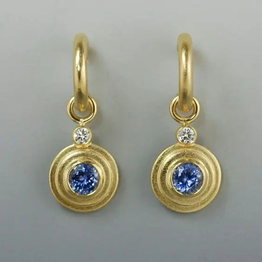 Gold-plated vintage earrings with blue zirconia inlay Unique Joyas