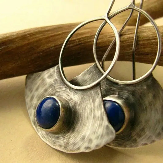 Vintage Silver and Blue Stone Earrings