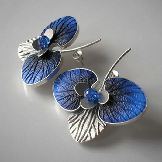 Blue Enamel Earrings on Sterling Silver Unique Joyas