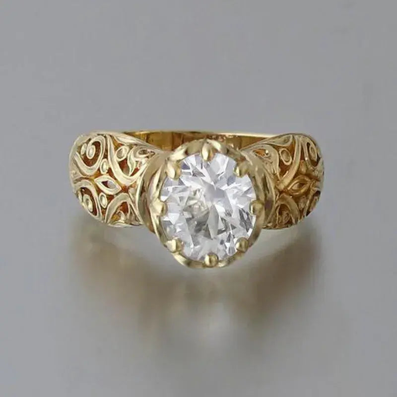 Gold Zirconium Ring Unique Joyas