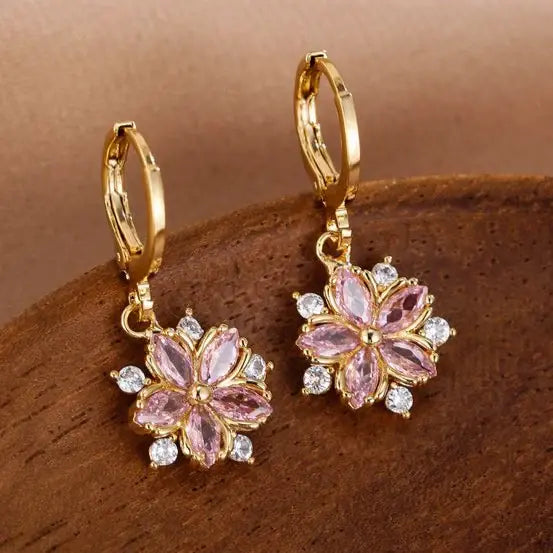 Daisy Pink Crystal Earrings