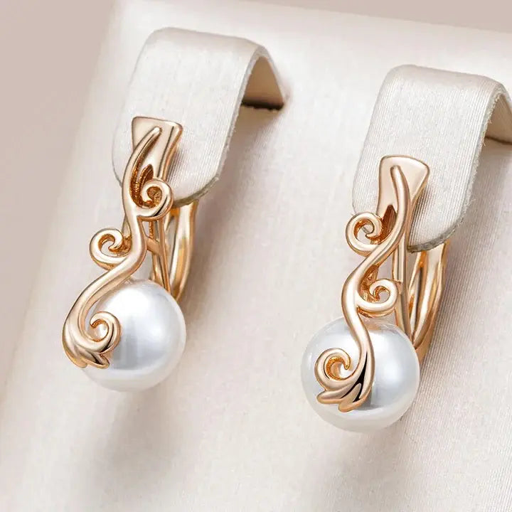 Elegant Gold Pearl Earrings Unique Joyas