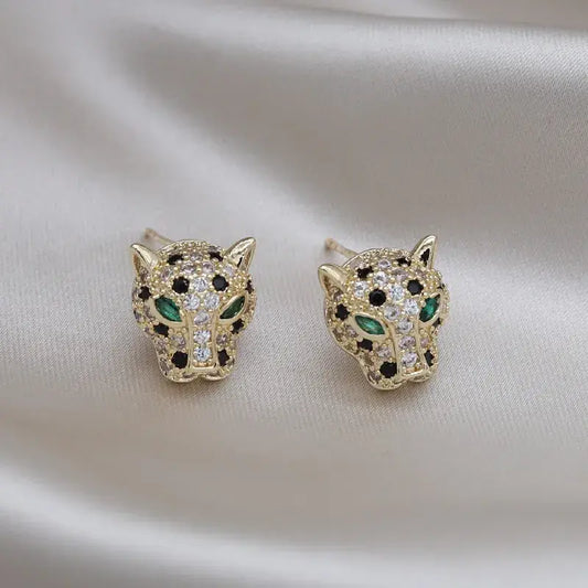 Elegant glowing leopard earrings Unique Joyas