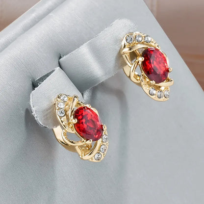 Elegant Crystal Gold Earrings Unique Joyas