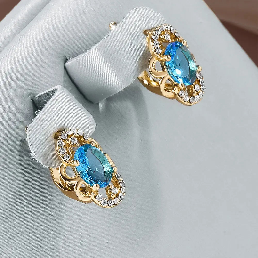 Elegant Crystal Gold Earrings Unique Joyas