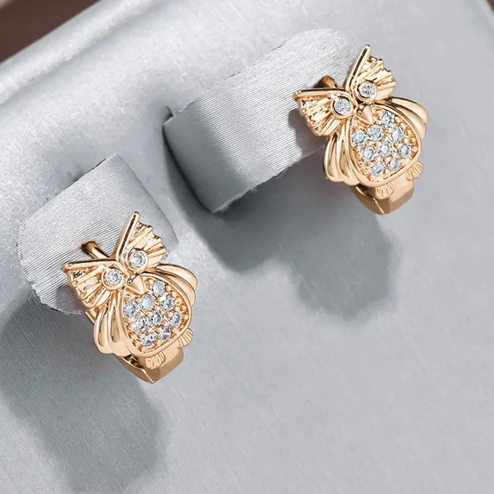 Elegant bright owl earrings Unique Joyas