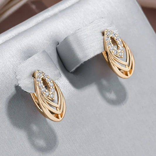 Elegant hollow earrings with inlaid crystal Unique Joyas