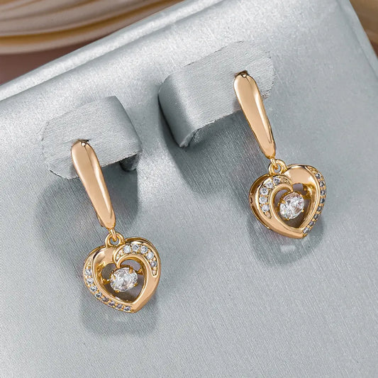 Elegant gold-colored earrings with hollow heart Unique Joyas