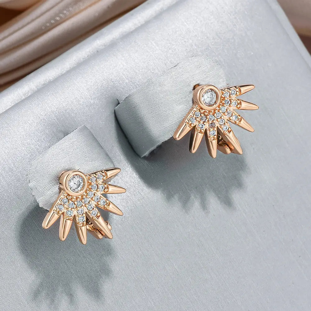 Elegant Gold Bright Sun Earrings Unique Joyas