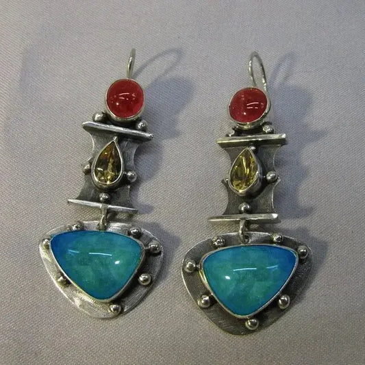 Vintage turquoise earrings in silver Unique Joyas