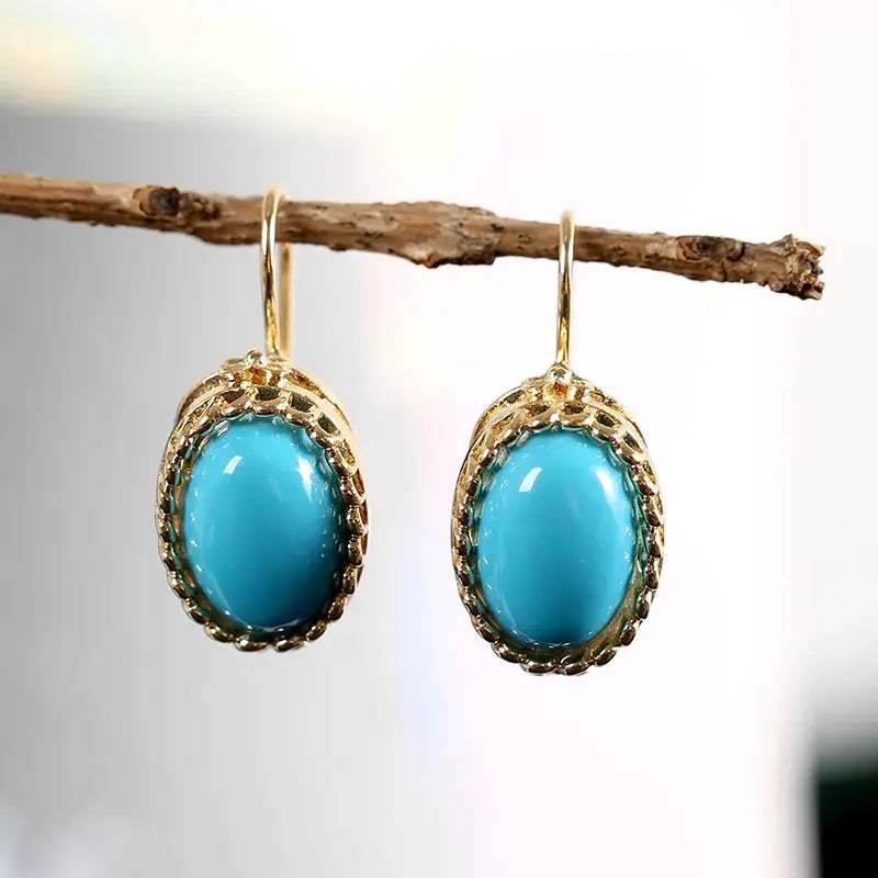 Blue and gold vintage earrings Unique Joyas