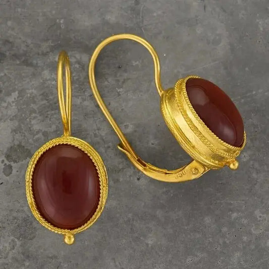 Red Vintage Gold Earrings Unique Joyas