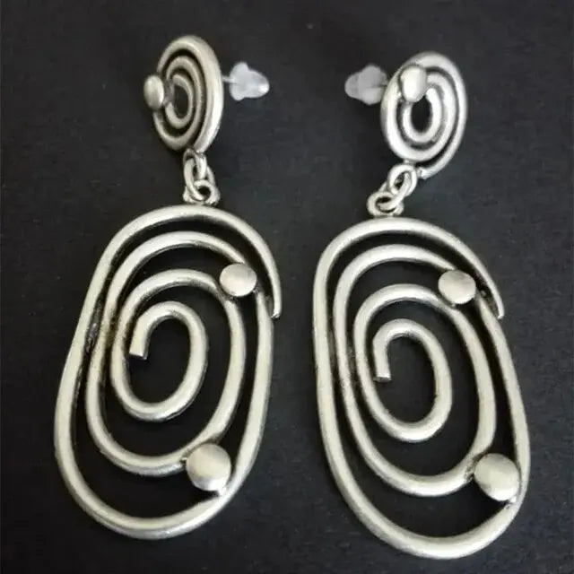 Vintage Spiral Earrings with Silver-Plated Pearls Unique Joyas