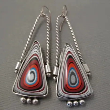 Multicolored Vintage Silver Earrings Unique Joyas