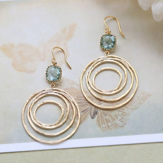 Vintage Earrings with Spiral Design in Gold and Zirconium Unique Joyas