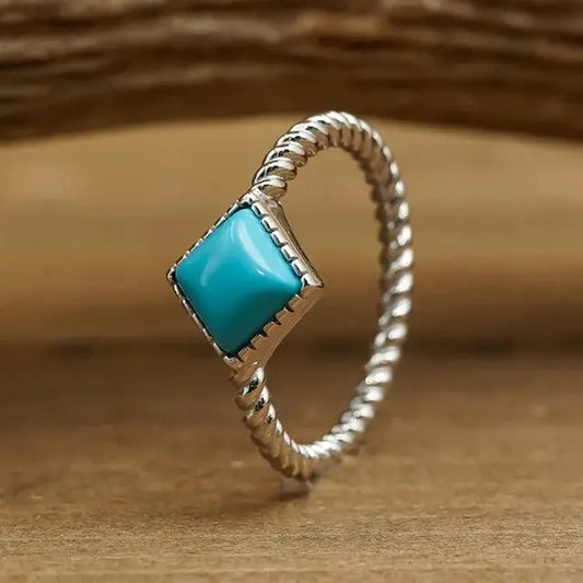 Turquoise braided ring in vintage silver Unique Joyas