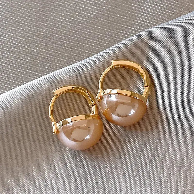 Elegant Rose Pearl Gold Earrings Unique Joyas