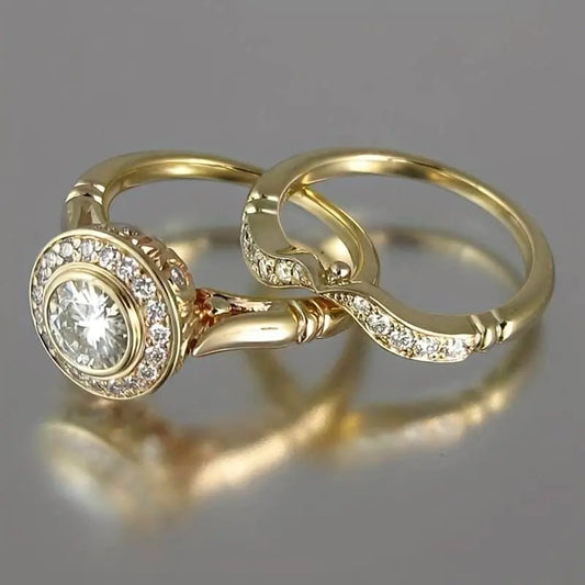 Vintage Gold & Zirconia Ring Pack Claire Jewelry