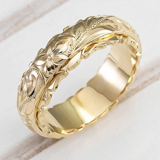 Vintage Gold Flower Ring Unique Joyas