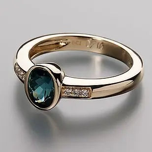 Ring with blue inlaid crystal Unique Joyas