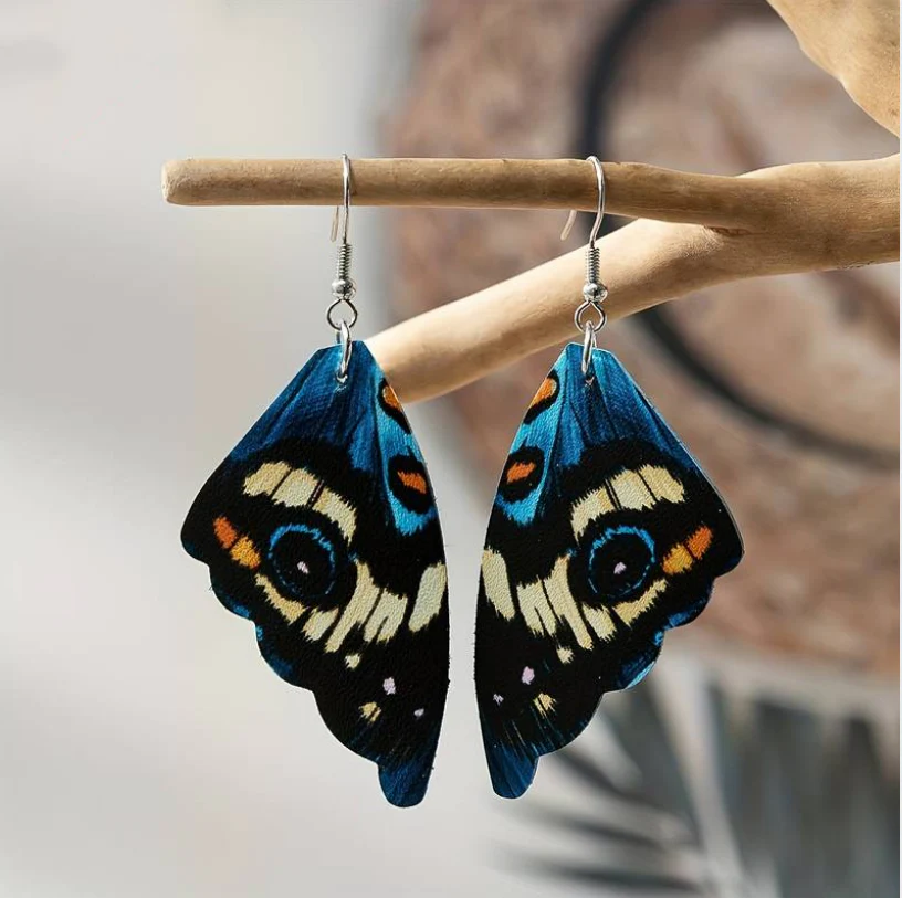 Vintage Blue Butterfly Wings Earrings