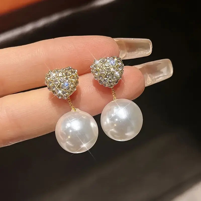 Elegant Pearl Glitter Earrings Unique Joyas