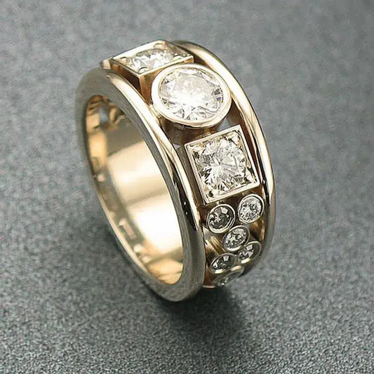 Vintage Gold Zirconia Ring Unique Joyas