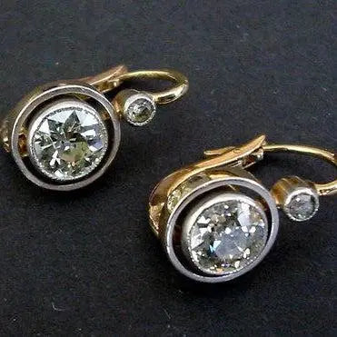 Vintage Golden Inlaid Zirconia Earrings