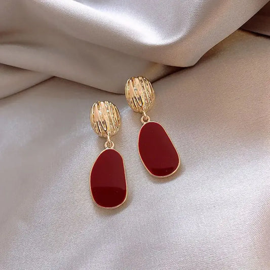 Elegant Earrings in Gold and Red Unique Joyas