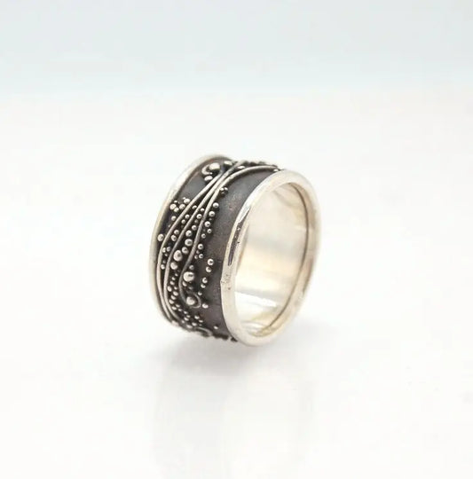 Vintage Dark Silver Ring Unique Joyas