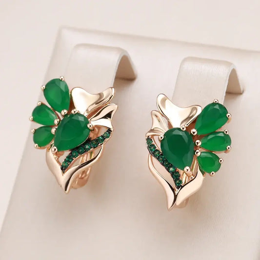 Elegant earrings in green crystal Unique Joyas