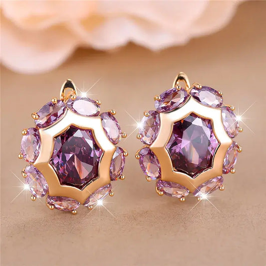 Shiny elegant purple earrings Unique Joyas