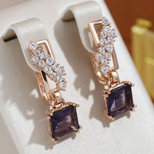 Earrings with elegant gold-plated dark crystals Unique Joyas