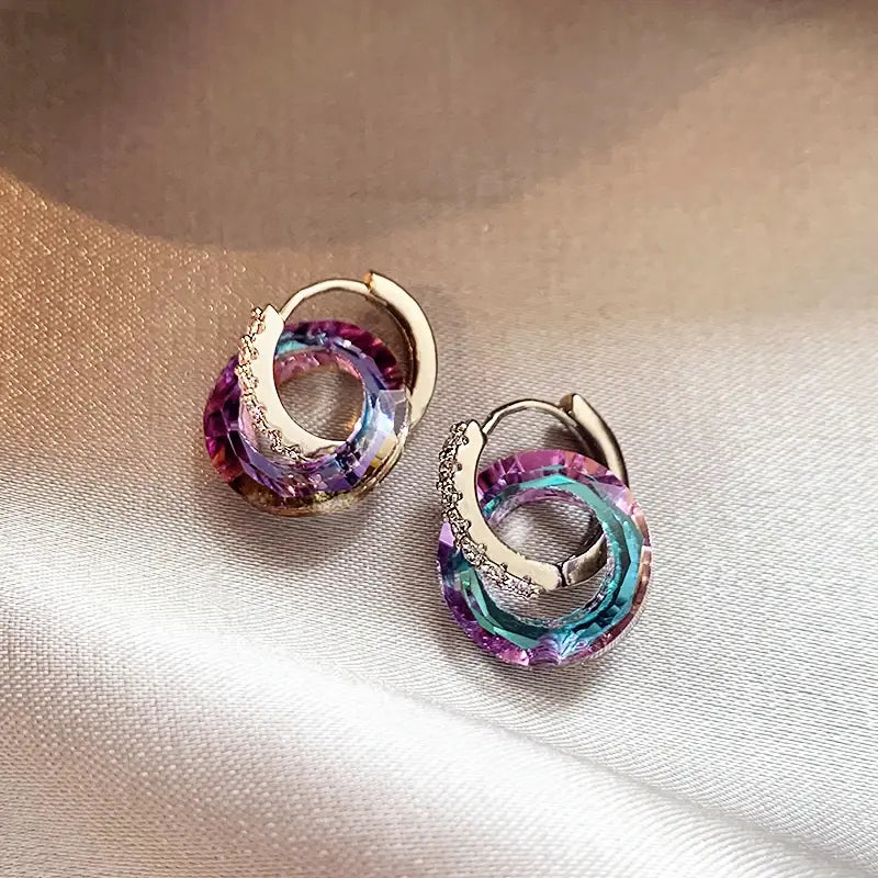 Elegant multicolored hoop earrings Unique Joyas