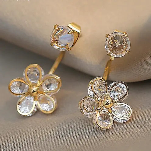 Elegant Crystal Flower Earrings Unique Joyas