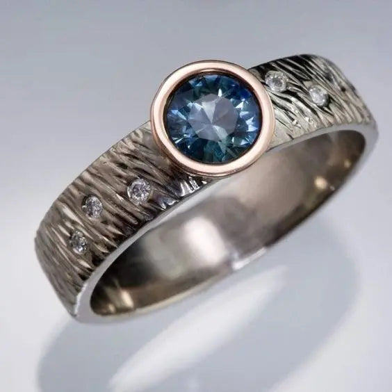 Vintage Ring with Blue Crystal Unique Joyas