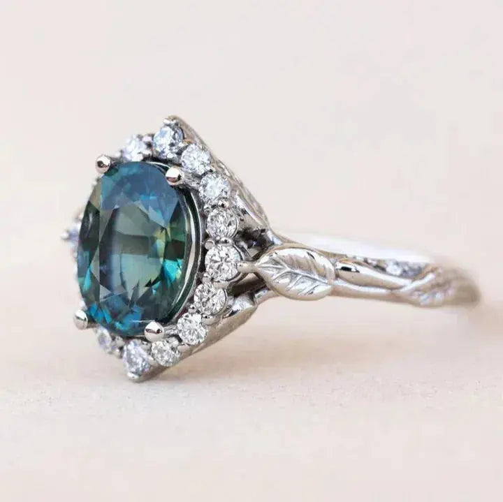 Brilliant Blue Vintage Ring Unique Joyas