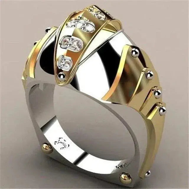 Vintage Gold & Silver Bright Zirconia Ring Unique Joyas