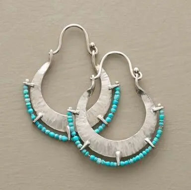 Silver-plated earrings with vintage turquoise stones Unique Joyas