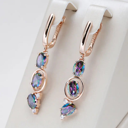 Earrings with multicolored crystals in gold Unique Joyas