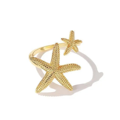 Adjustable Starfish Ring in Silver and Gold Unique Joyas