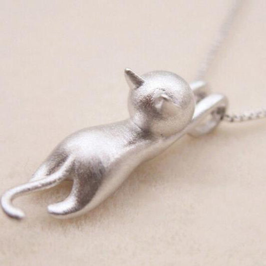 925 Sterling Silver Playful Kitty Necklace